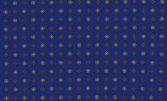 {[en]:Off-White, Red, Sky Blue & Midnight Blue on Royal Blue Macclesfield Print Pattern Silk Tie