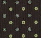 {[en]:Sky Blue, Light Yellow & Off-White on Dark Chocolate Macclesfield Print Pattern Silk Tie