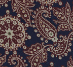 {[en]:Dark Burgundy, Yellow Gold & Light Green on Dark Navy Macclesfield Print Pattern Silk Tie