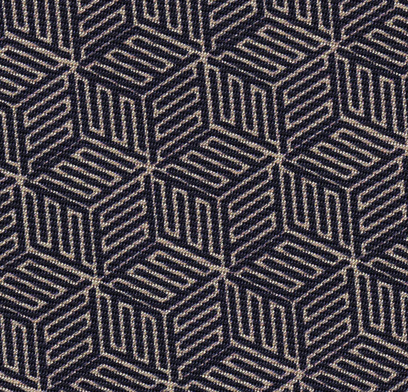 {[en]:Off-White on Dark Navy Blue Macclesfield Print Pattern Silk Pocket Square