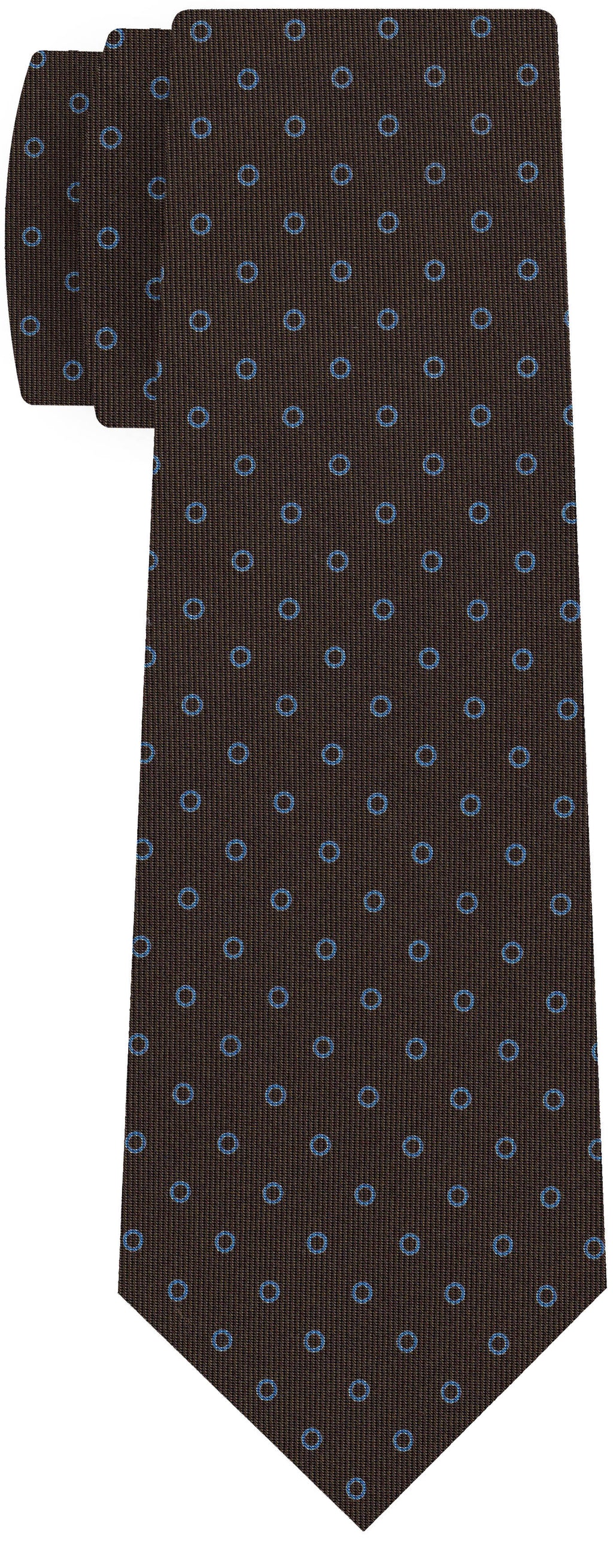 {[en]:Powder Blue on Dark Chocolate Macclesfield Print Pattern Silk Tie