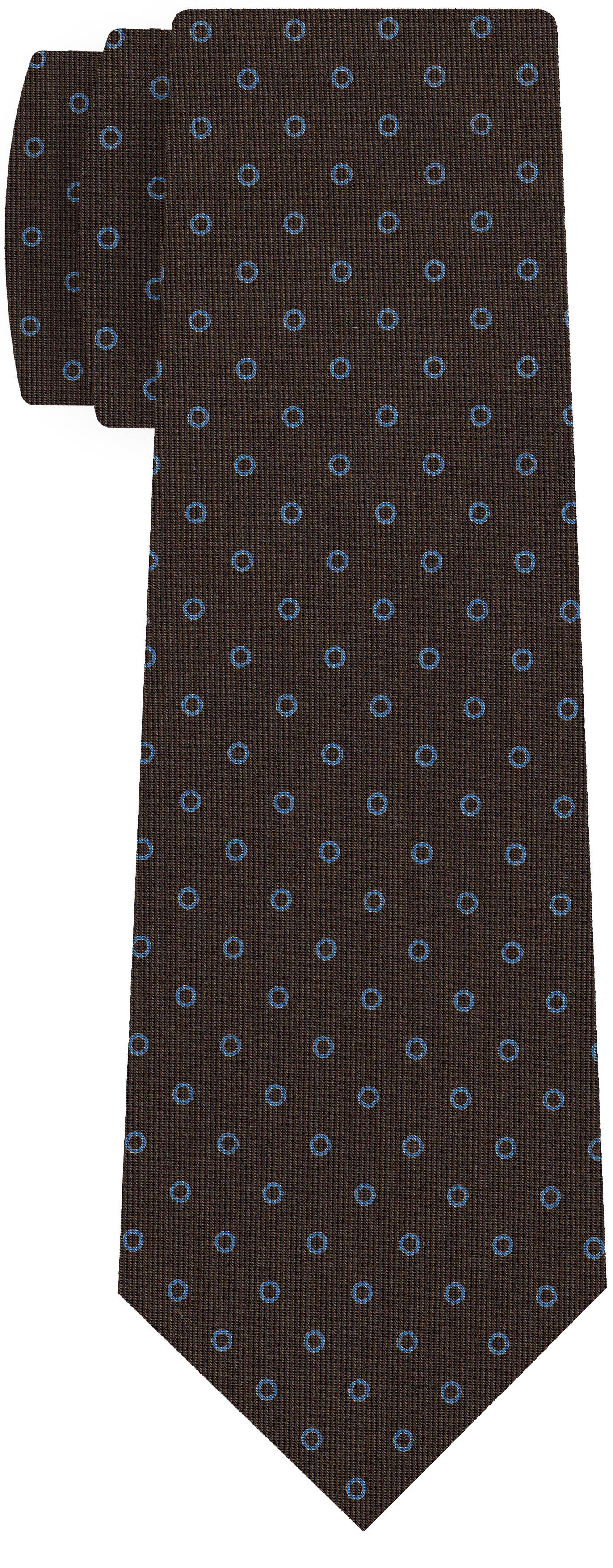 {[en]:Powder Blue on Dark Chocolate Macclesfield Print Pattern Silk Tie