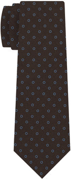 {[en]:Powder Blue on Dark Chocolate Macclesfield Print Pattern Silk Tie