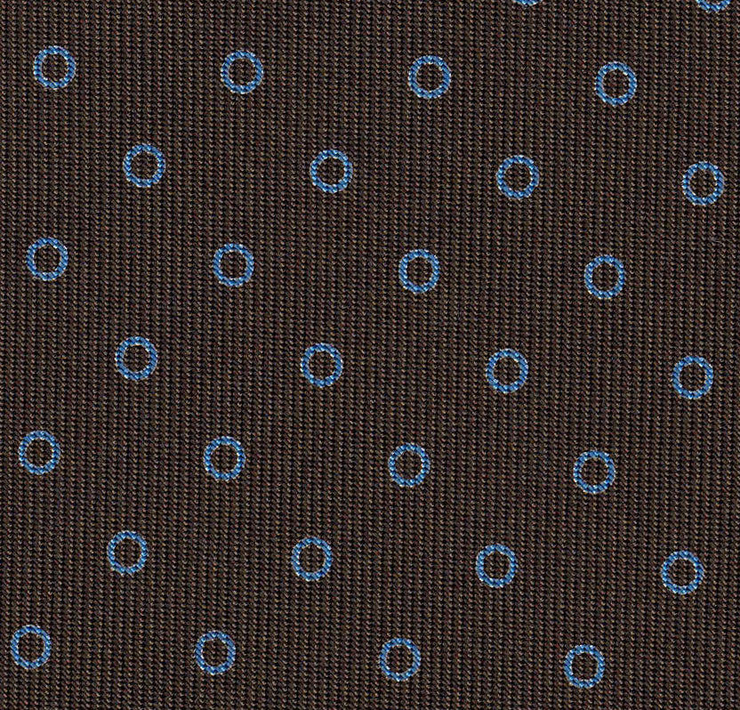 {[en]:Powder Blue on Dark Chocolate Macclesfield Print Pattern Silk Tie