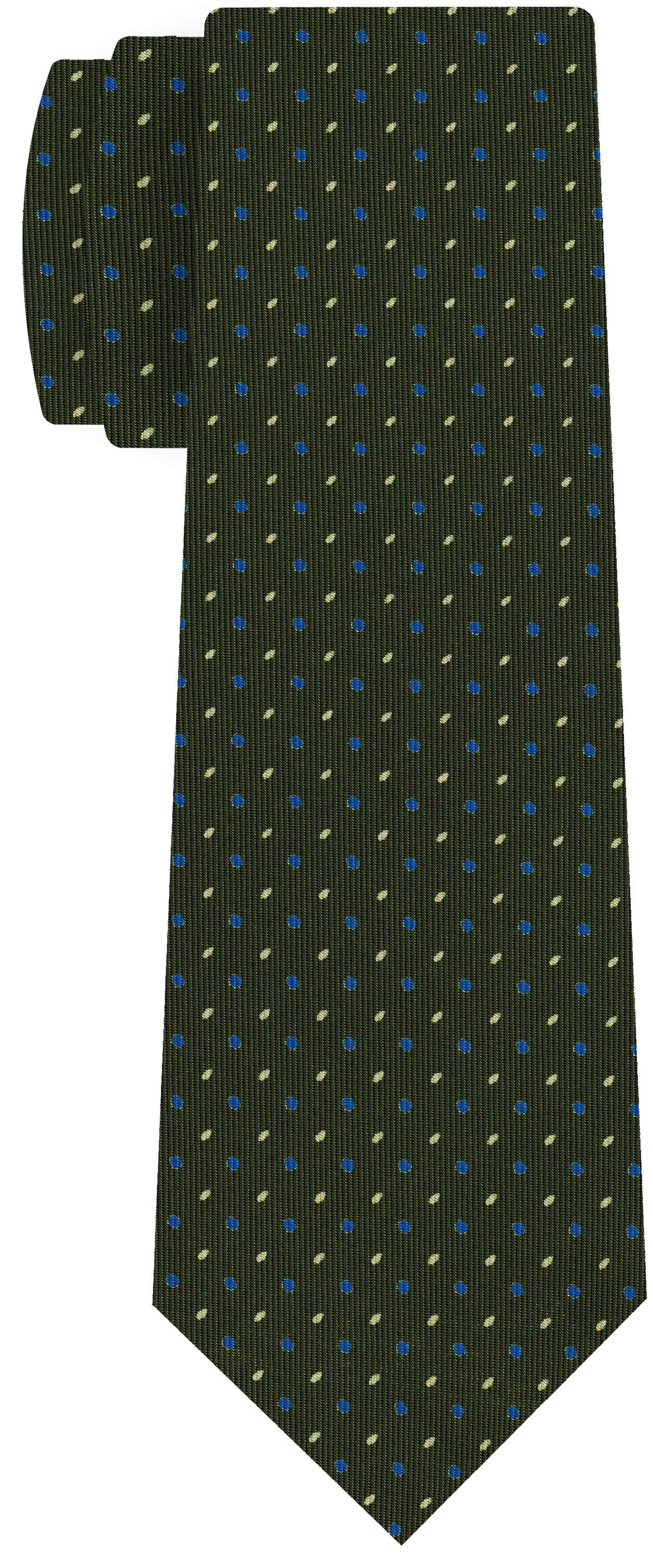 {[en]:Sky Blue & Off-White on Forest Green Macclesfield Print Pattern Silk Tie