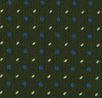 {[en]:Sky Blue & Off-White on Forest Green Macclesfield Print Pattern Silk Tie