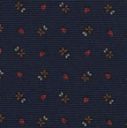 {[en]:Red, Powder Blue, White on Midnight Blue Print Pattern Silk Tie