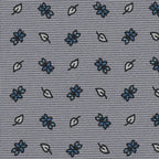 {[en]:Sky Blue, Off White, Black on Silver Gray Print Pattern Silk Tie