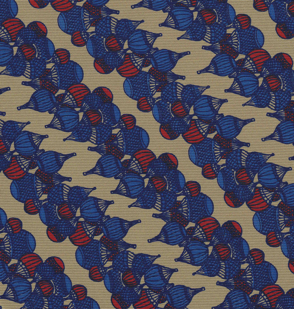 {[en]:Red & Blue on Sand Print Pattern Silk Tie