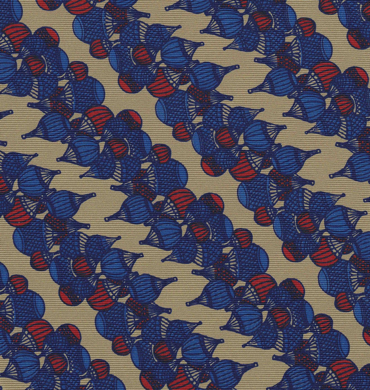 {[en]:Red & Blue on Sand Print Pattern Silk Pocket Square