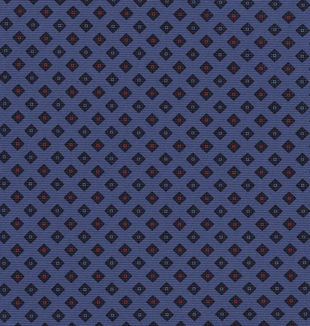 {[en]:Red & Blue on Purple Blue Print Pattern Silk Tie