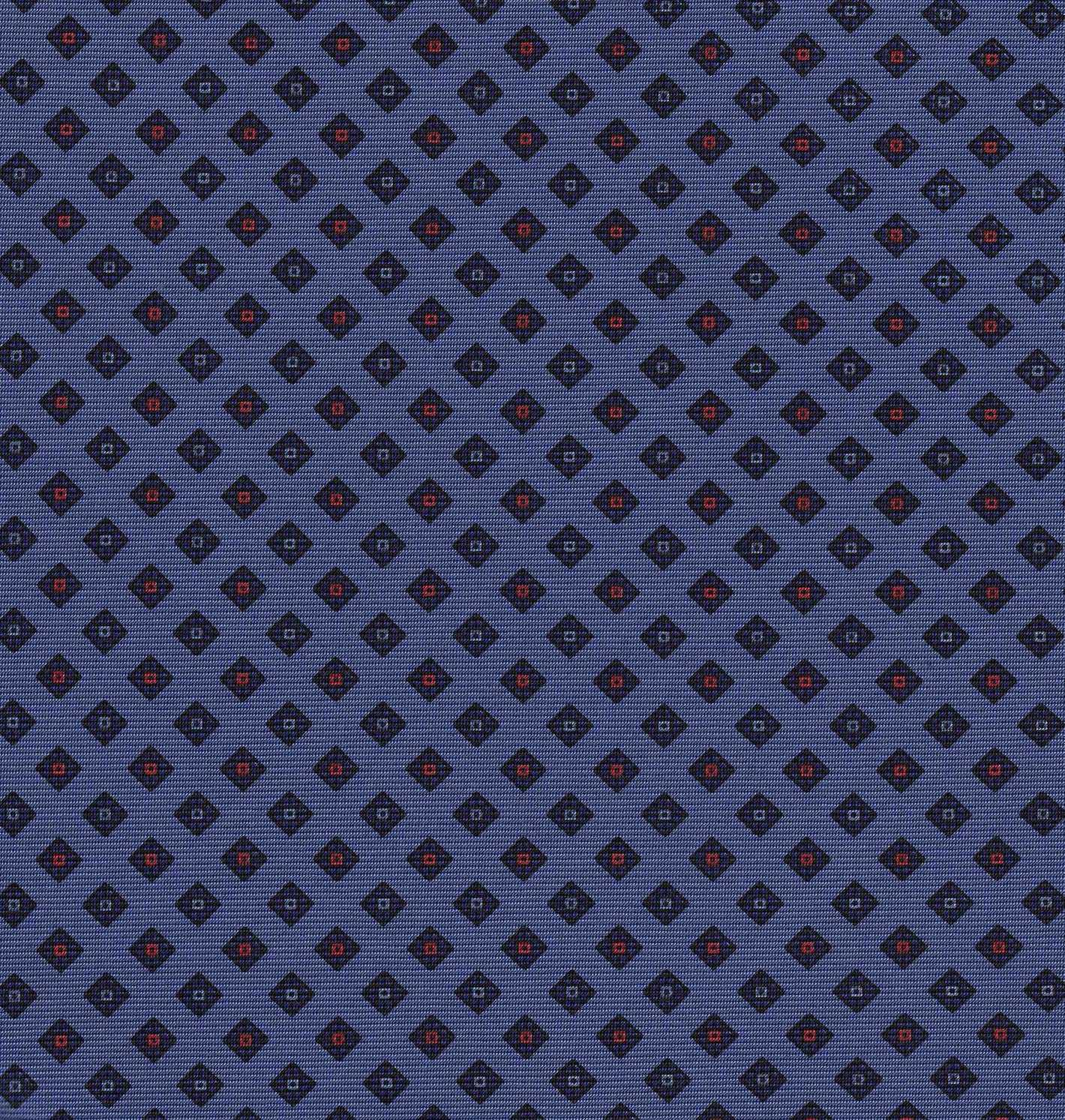 {[en]:Red & Blue on Purple Blue Print Pattern Silk Tie