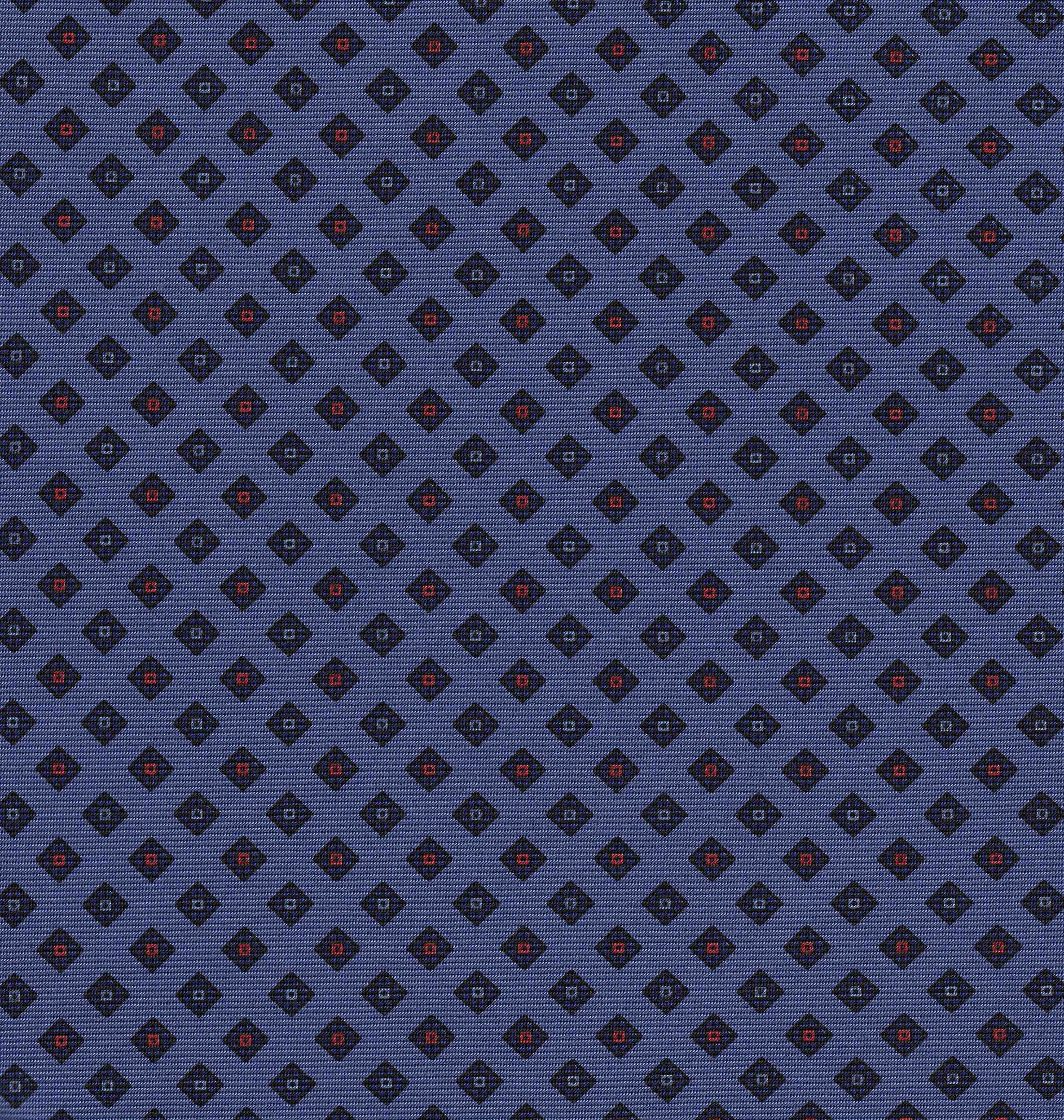 {[en]:Red & Blue on Purple Blue Print Pattern Silk Tie