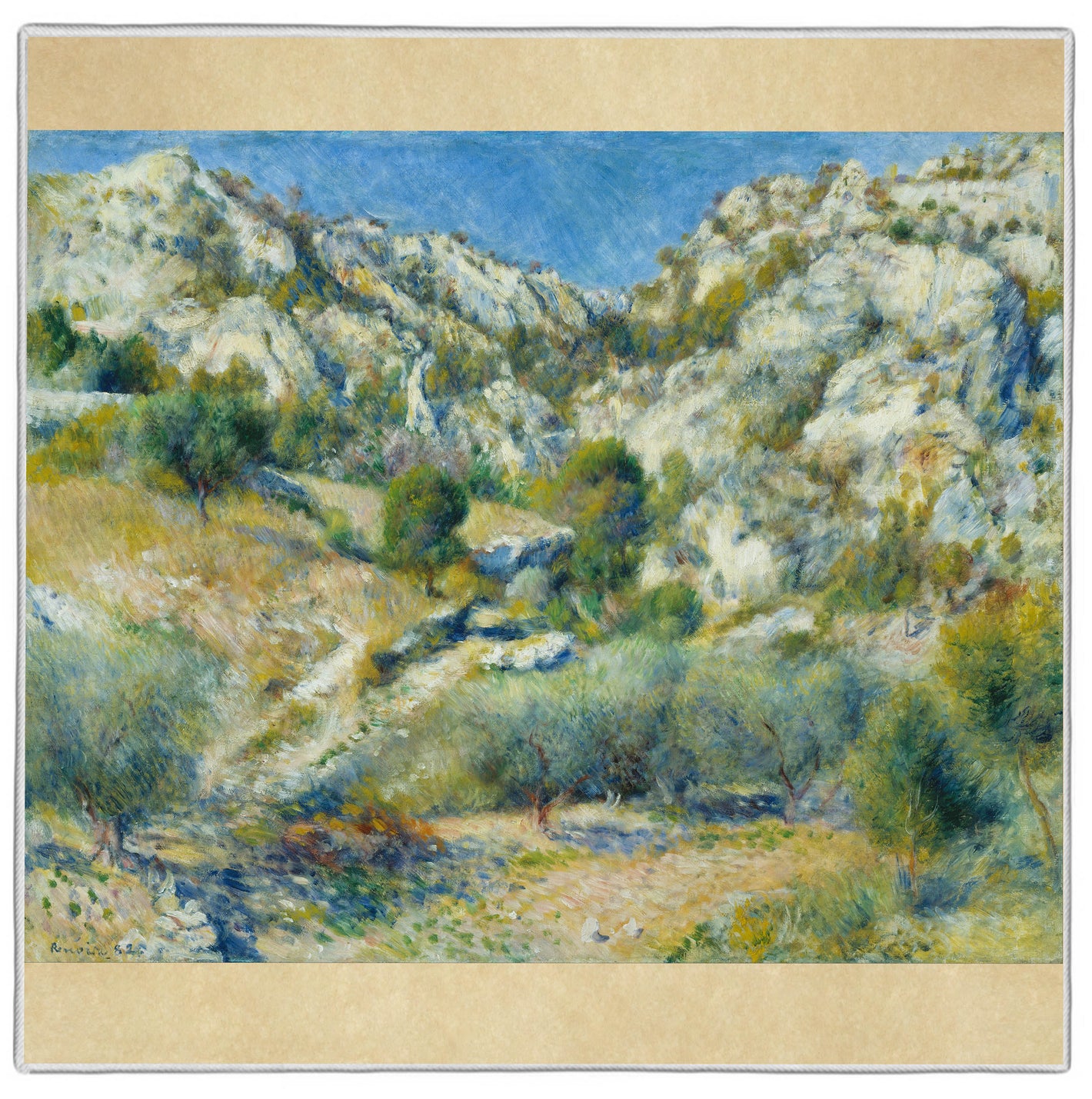 Rocky Crags at Lestaque Auguste Renoir Pocket Square #6A