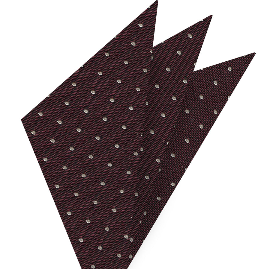 White Dots on Burgundy Pin-Dot Silk Pocket Square #EPDP-6