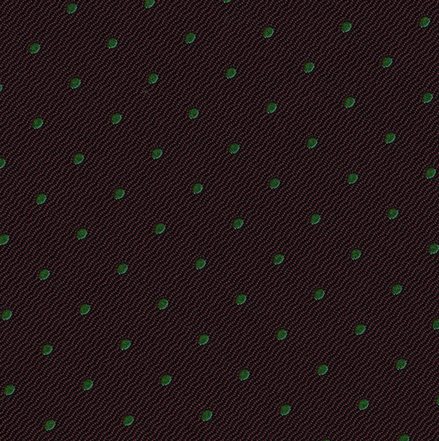 {[en]:Green Dots On Burgundy Pin-Dot Silk Pocket Square