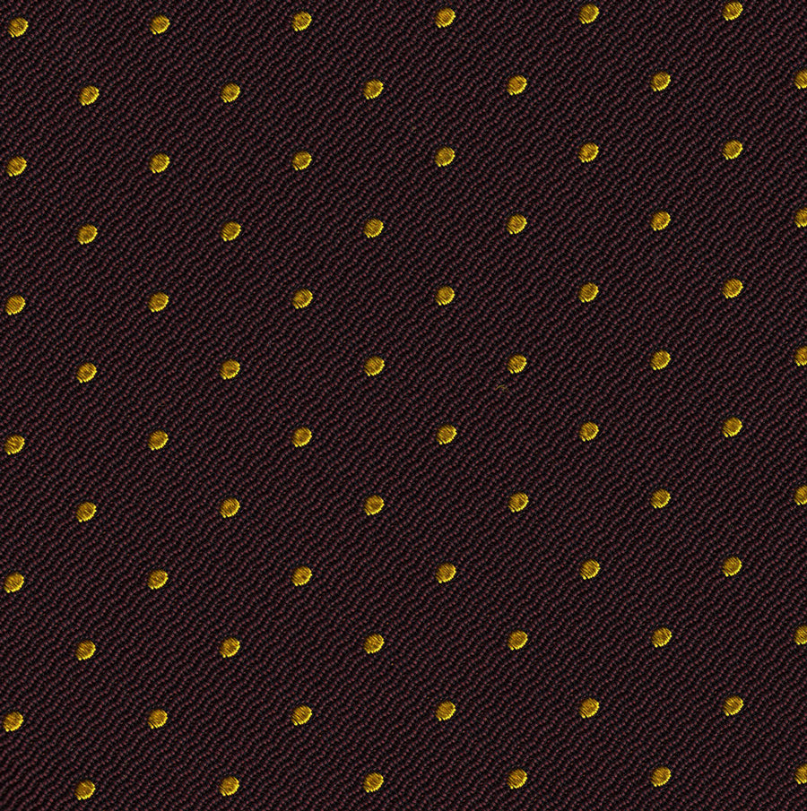 {[en]:Yellow/Gold Dots on Burgundy Pin-Dot Silk Pocket Square