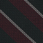 {[en]:Medium Red, Forest Green & Off-White Classic Grenadine Grossa Stripe Silk Tie