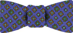 {[en]:Brown / Forest Green / Sky Blue & black on Navy Blue Macclesfield Printed Silk Bow Tie
