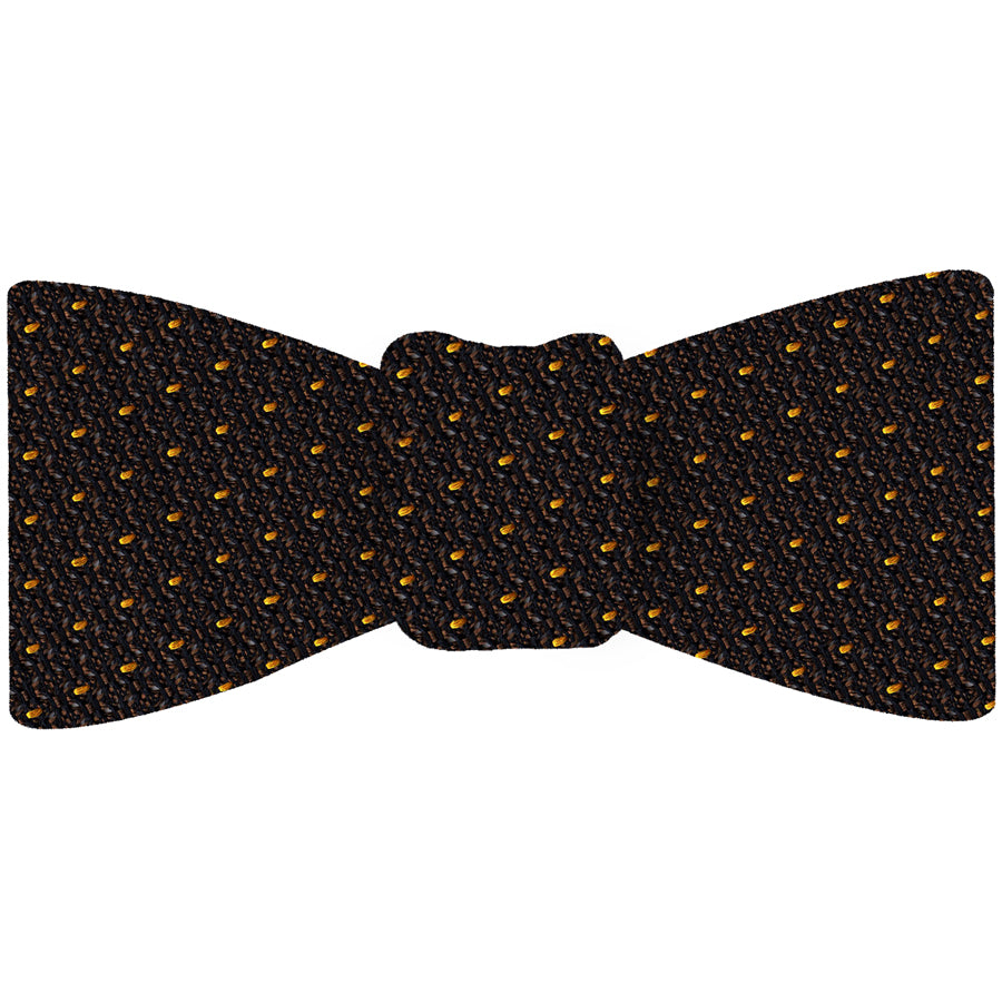 {[en]:Yellow Gold On Chocolate Grenadine Grossa Pin Dot Silk Bow Tie
