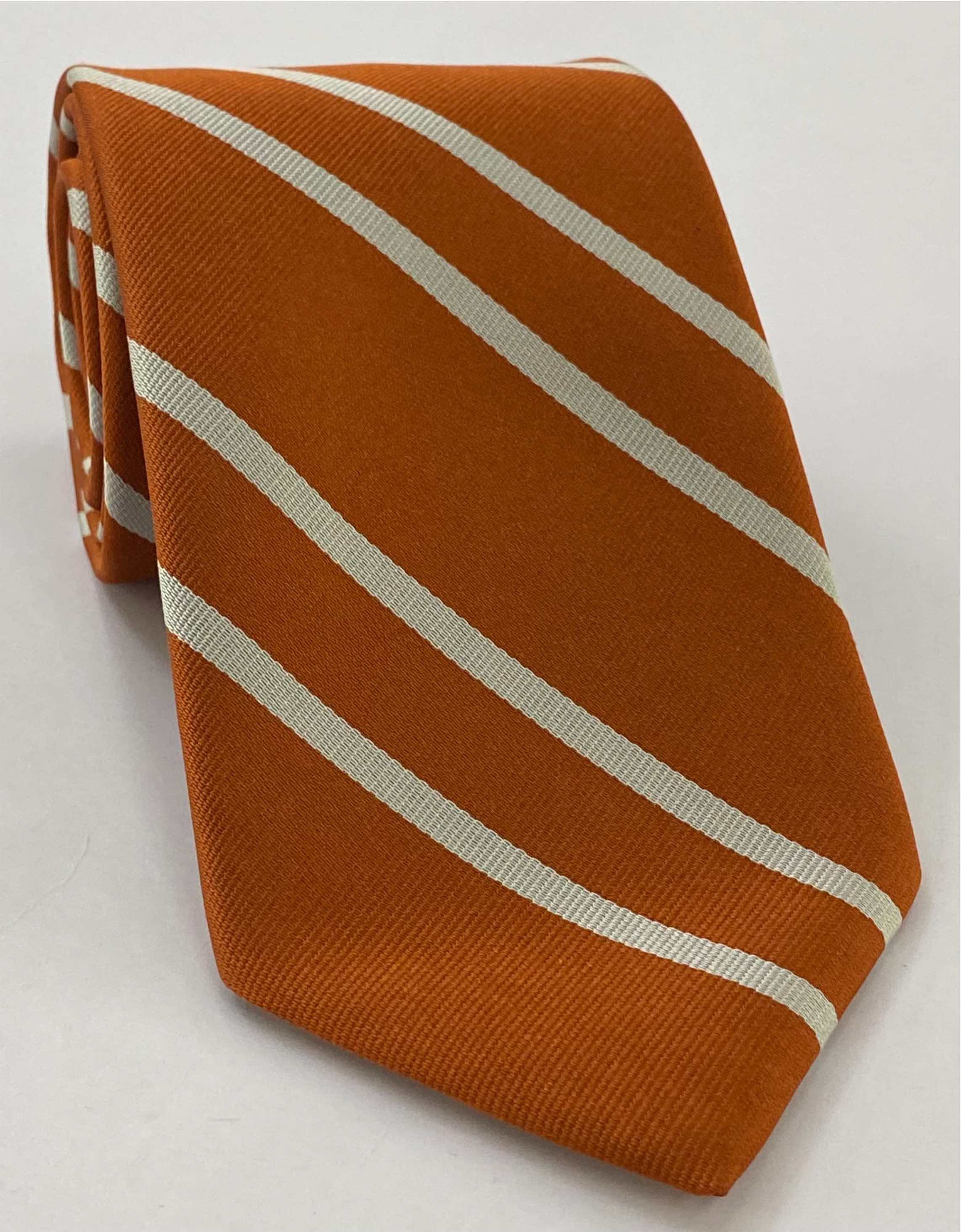 The Longhorn Silk Tie Burnt Orange & White