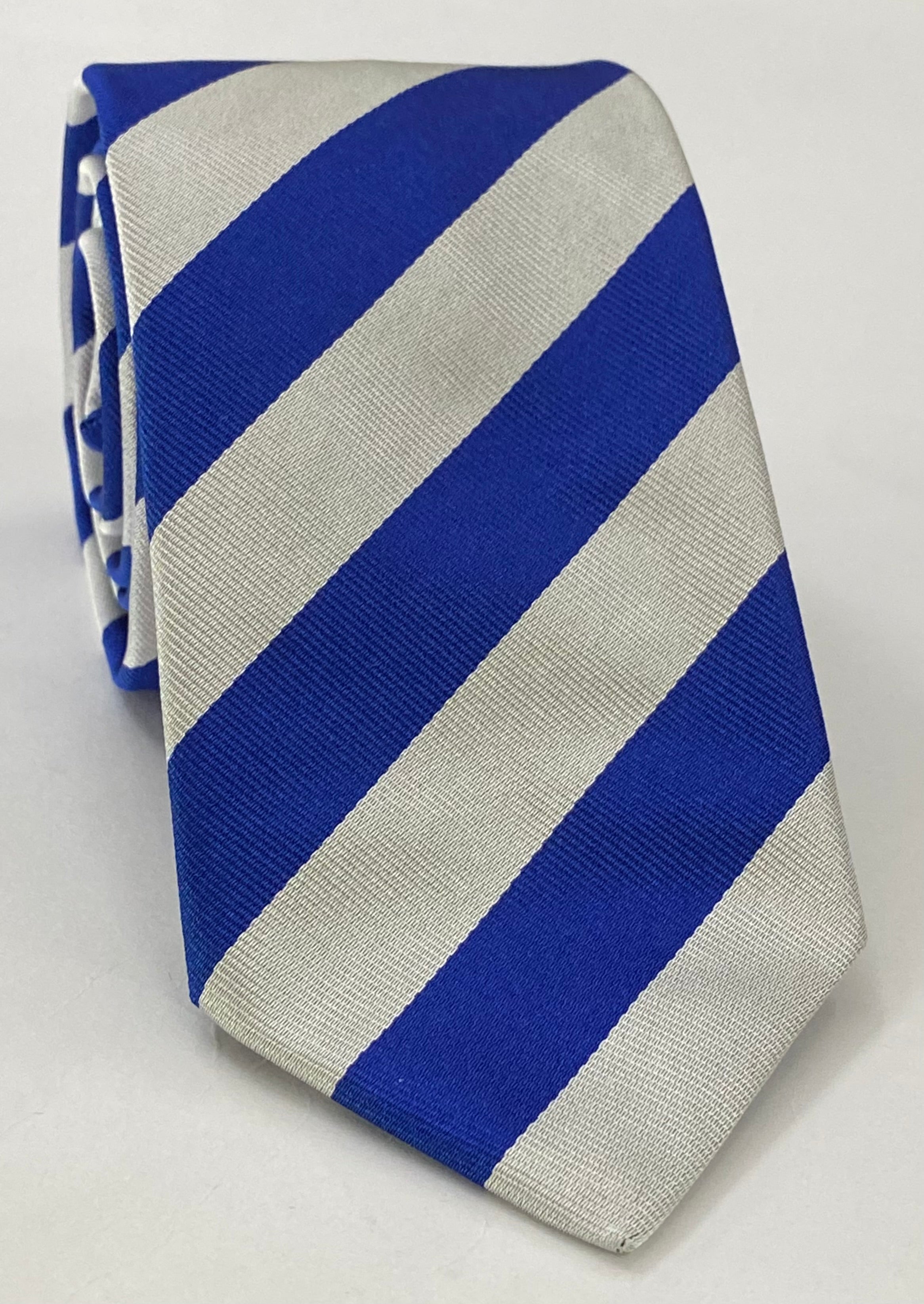 Duke Silk Tie #ACO-22 (Dark Blue & White)