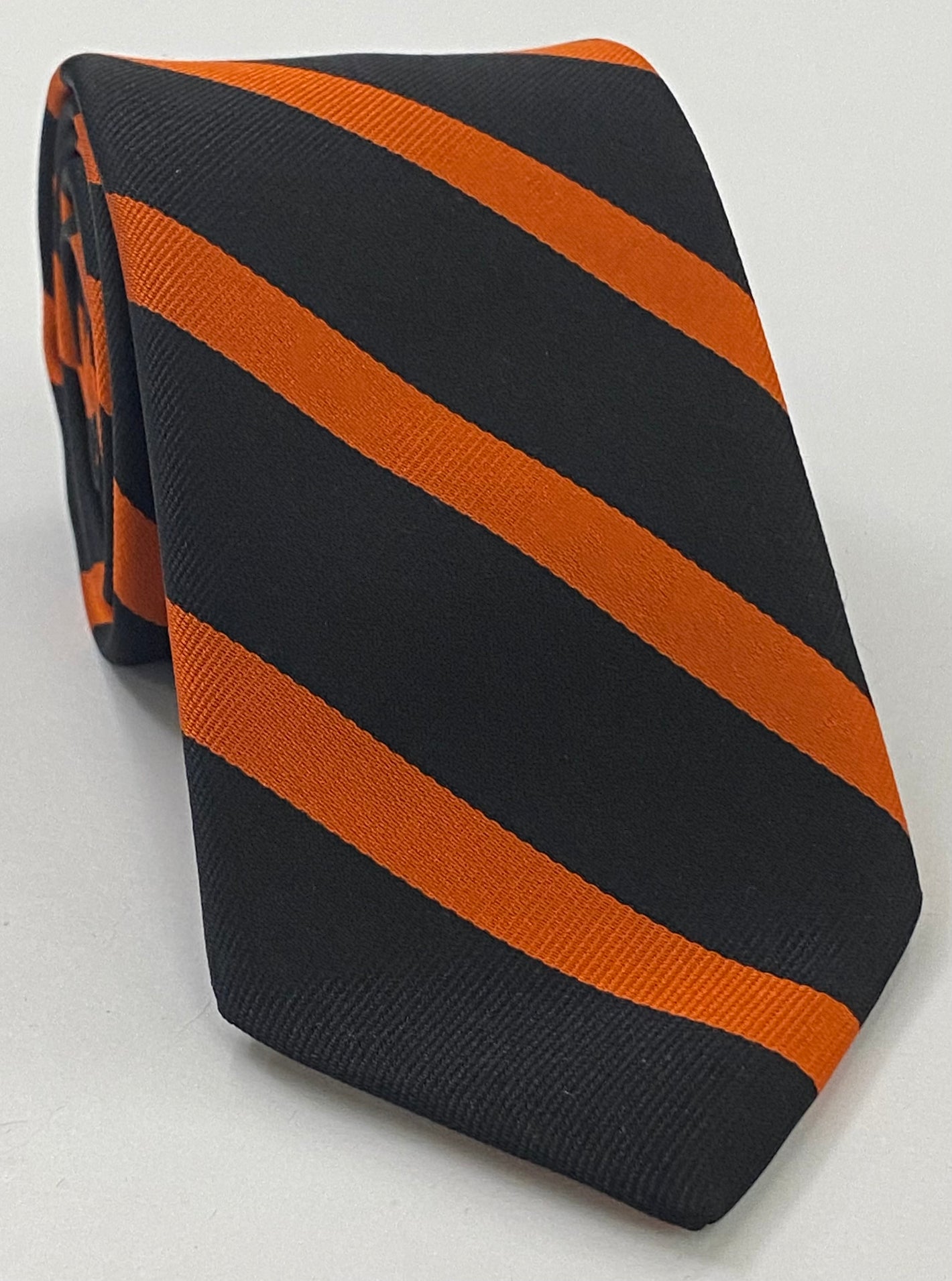 Princeton University Stripe Silk Tie #ACO-54 (Black & Orange)