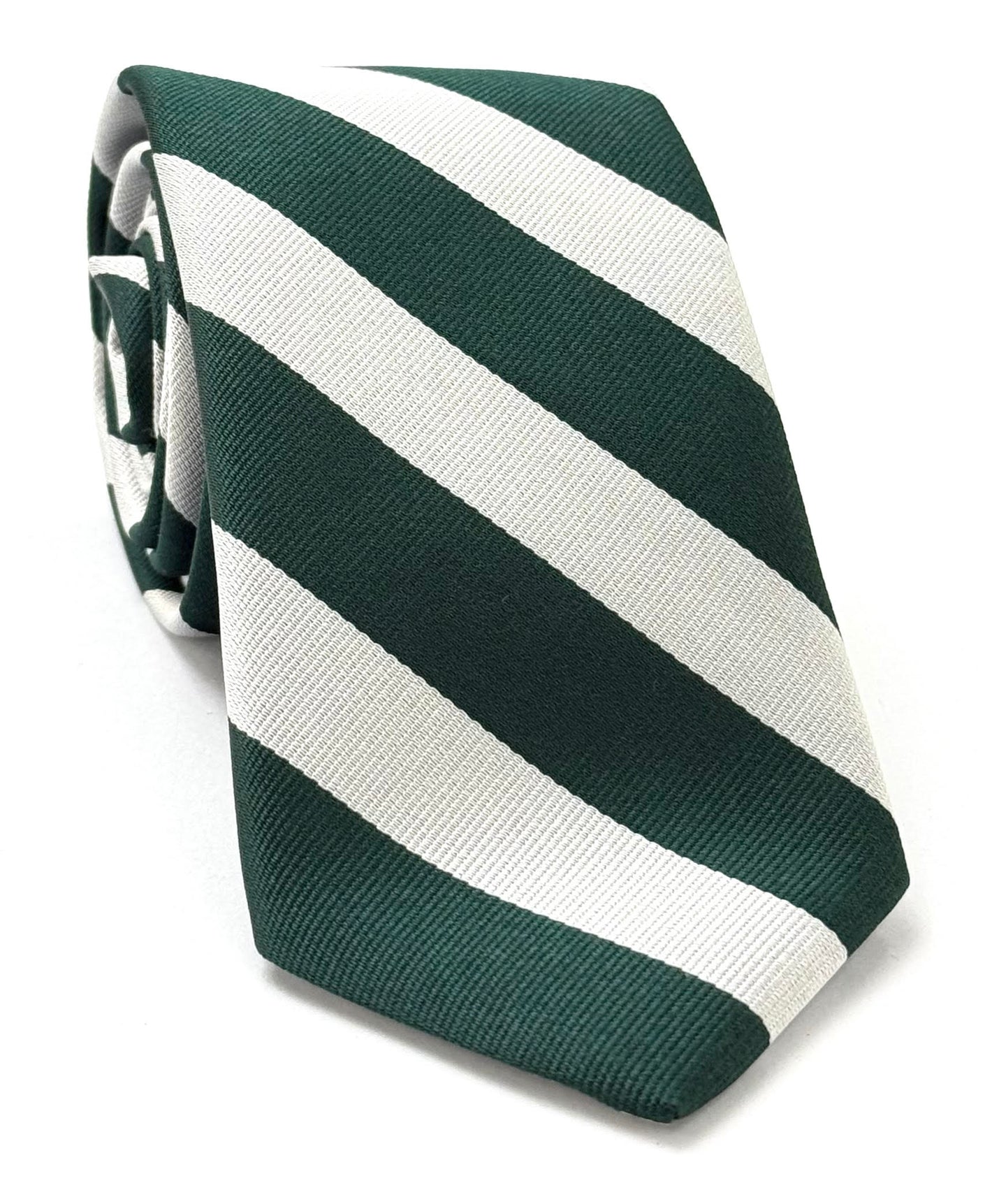 森林綠與銀灰色 Dartmouth 絲綢領帶 ACO-9