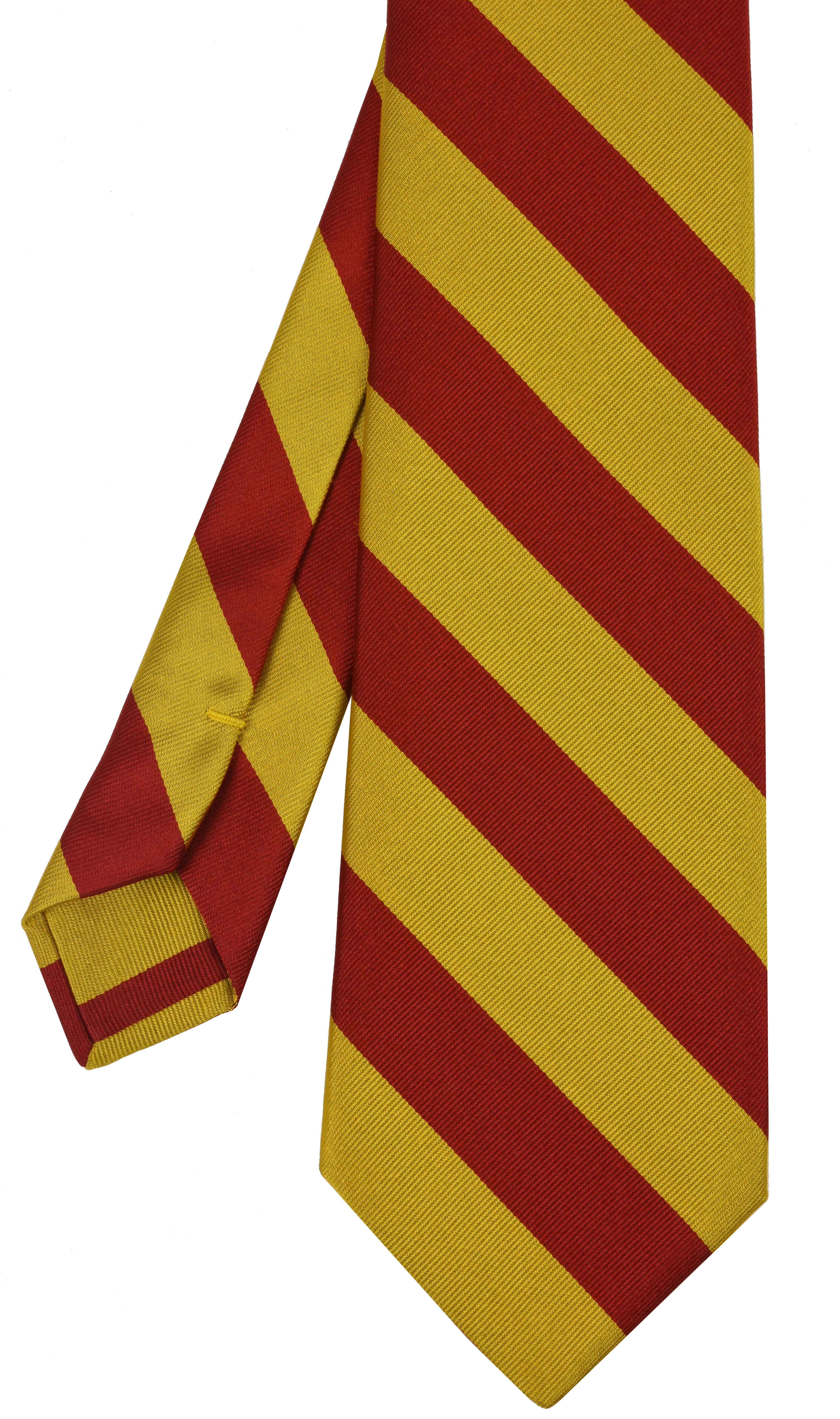 {[en]:Red & Yellow Gold Stripe Silk Tie