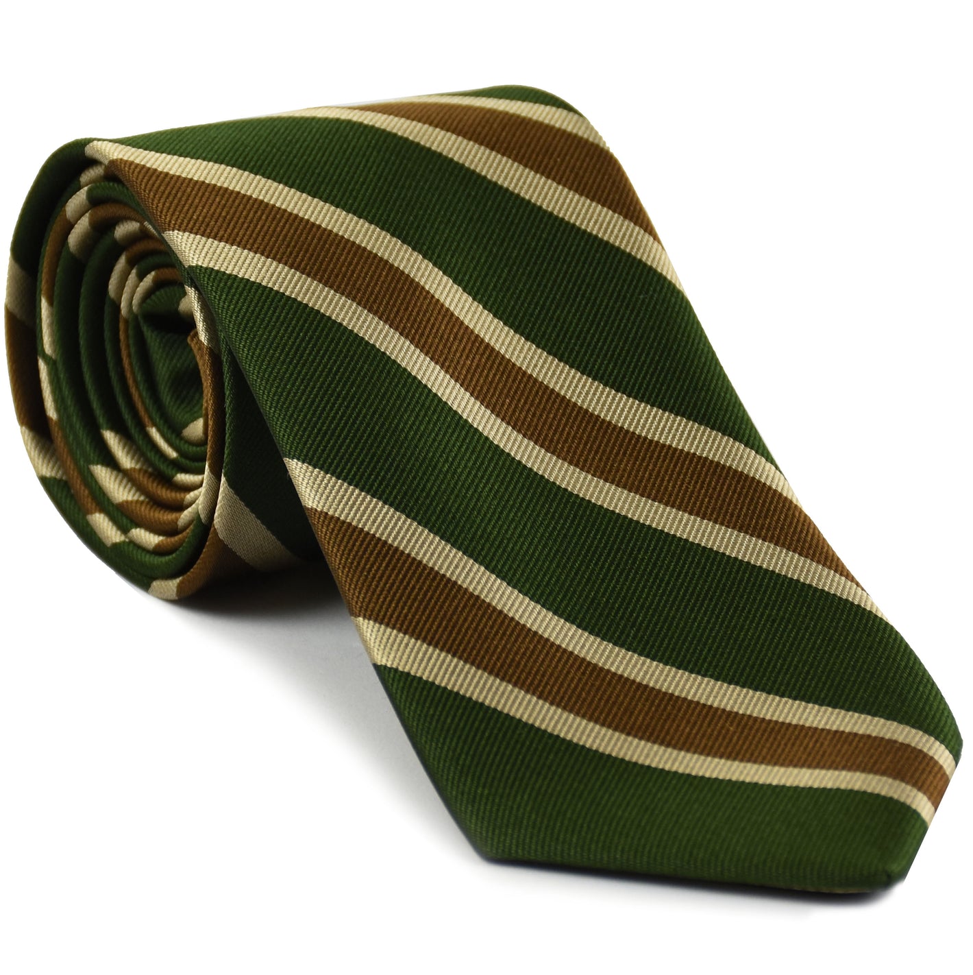 일리노이 주 경찰 실크 타이 APT-1 - 짙은 포레스트 그린, 미디엄 브라운 & 베이지