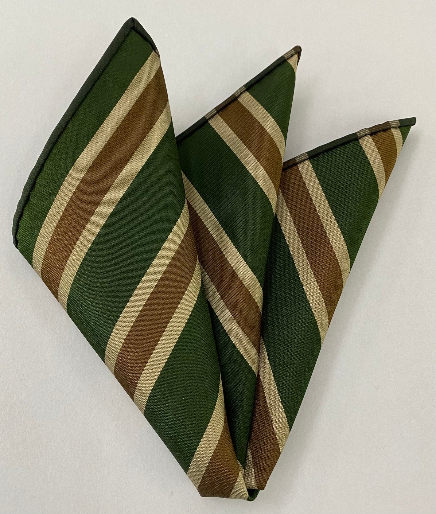 일리노이 주 경찰 실크 포켓 스퀘어 AMPT-16 - 다크 포레스트 그린, 미디엄 브라운 & 베이지