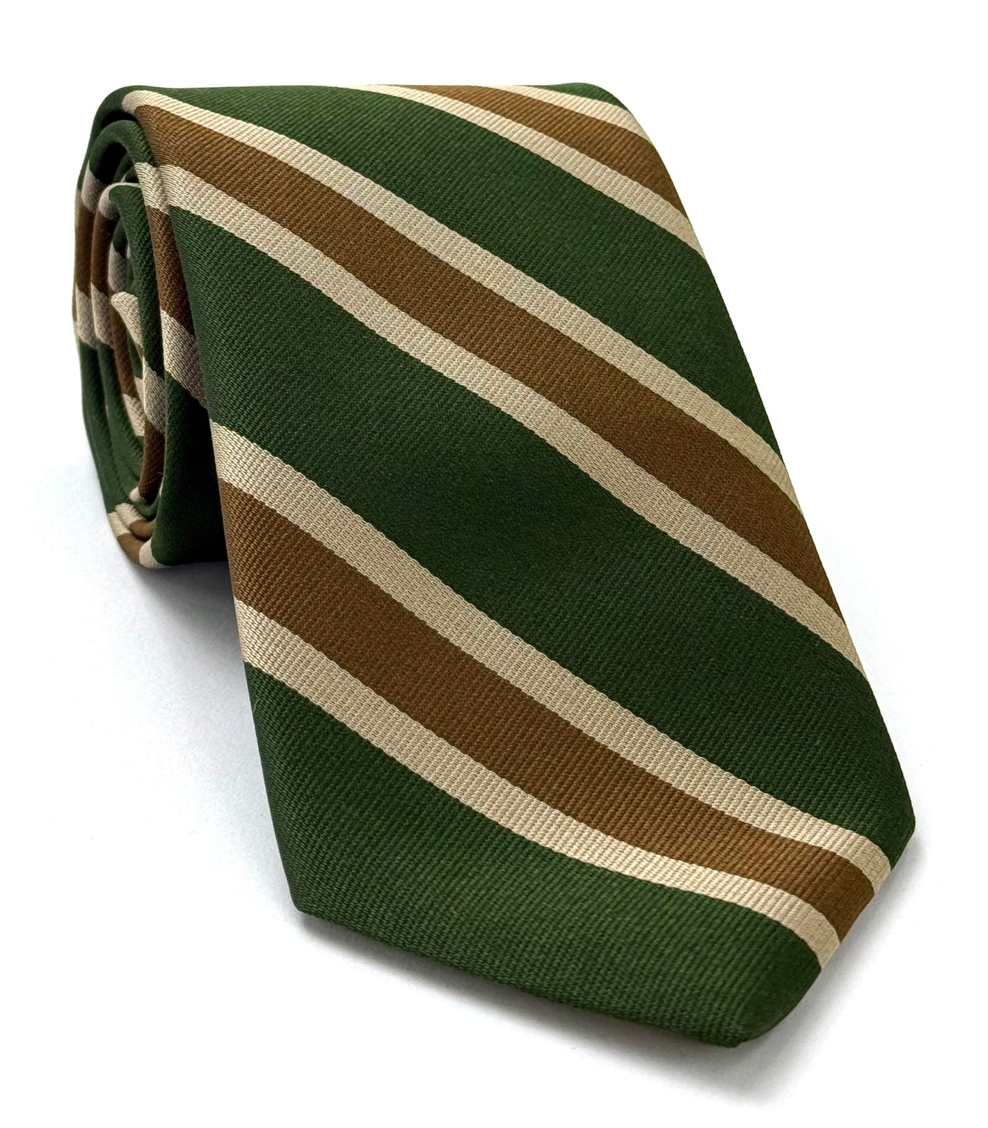 Dark Forest Green, Medium Brown & Beige  Illinois State Police Silk Tie APT-1