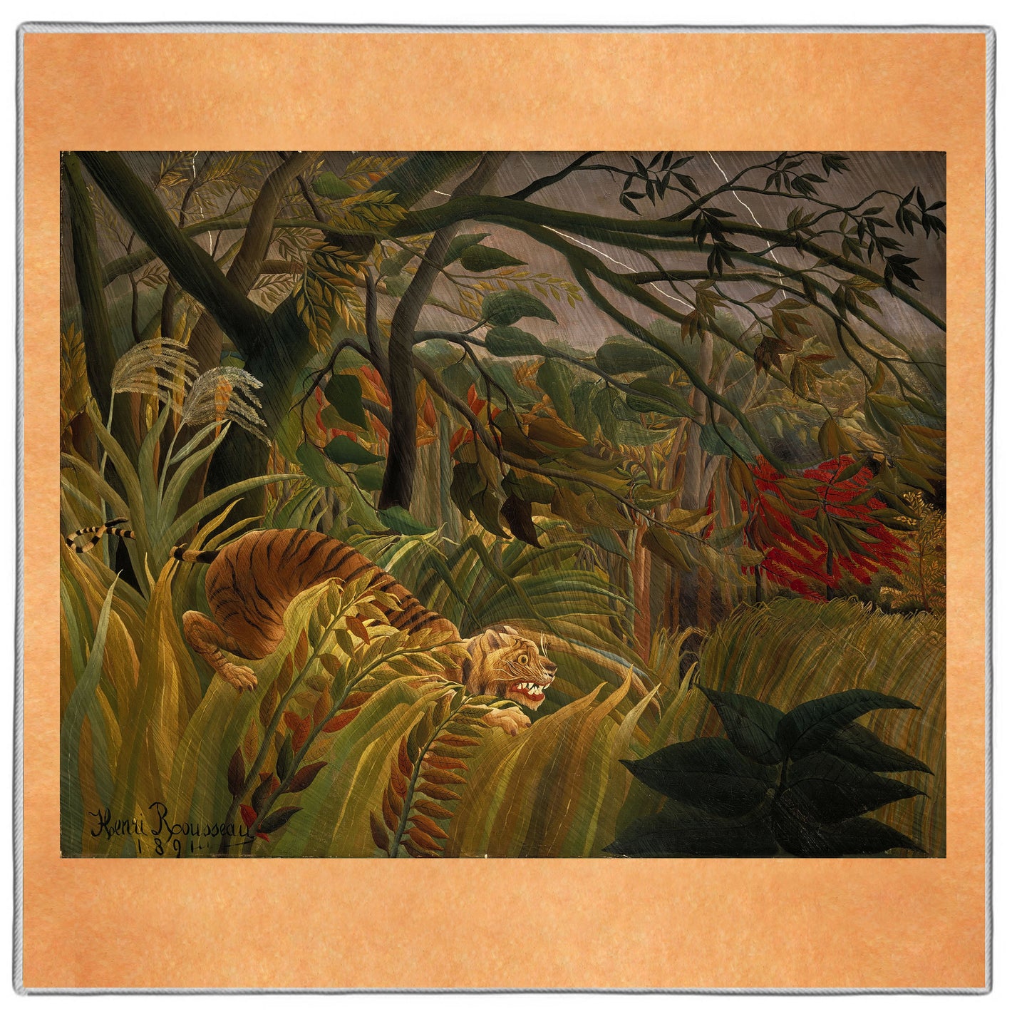 {[en]:Tiger in a Tropical Storm - Henri Rousseau Pocket Square