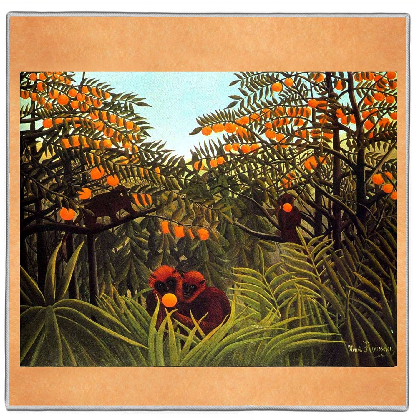 {[en]:Monkeys In The Jungle - Henri Rousseau Pocket Square
