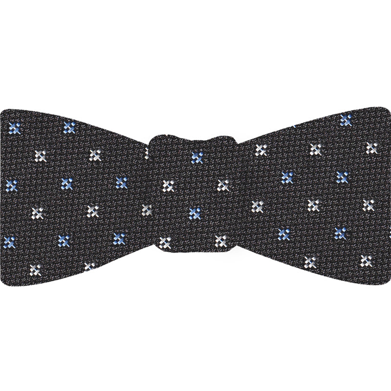 {[en]:Sky Blue & White on Charcoal Gray Mogador Pattern Bow Tie