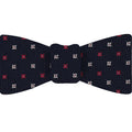 {[en]:Light Red & White on Dark Navy Blue Mogador Pattern Bow Tie