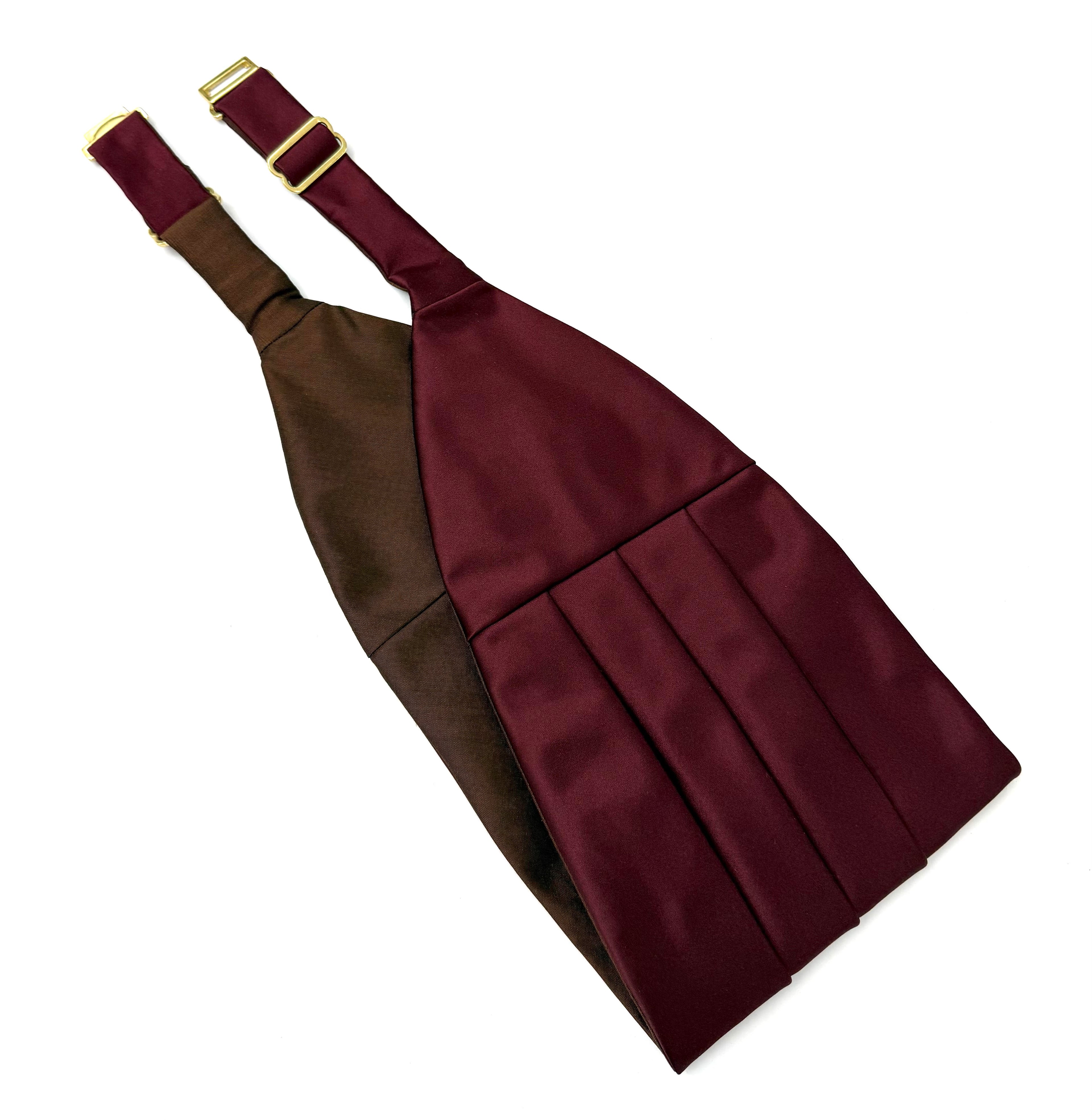 Classic Cummerbund - Burgundy Satin Solid Silk with Brass clasp and sliders BSACC-11C