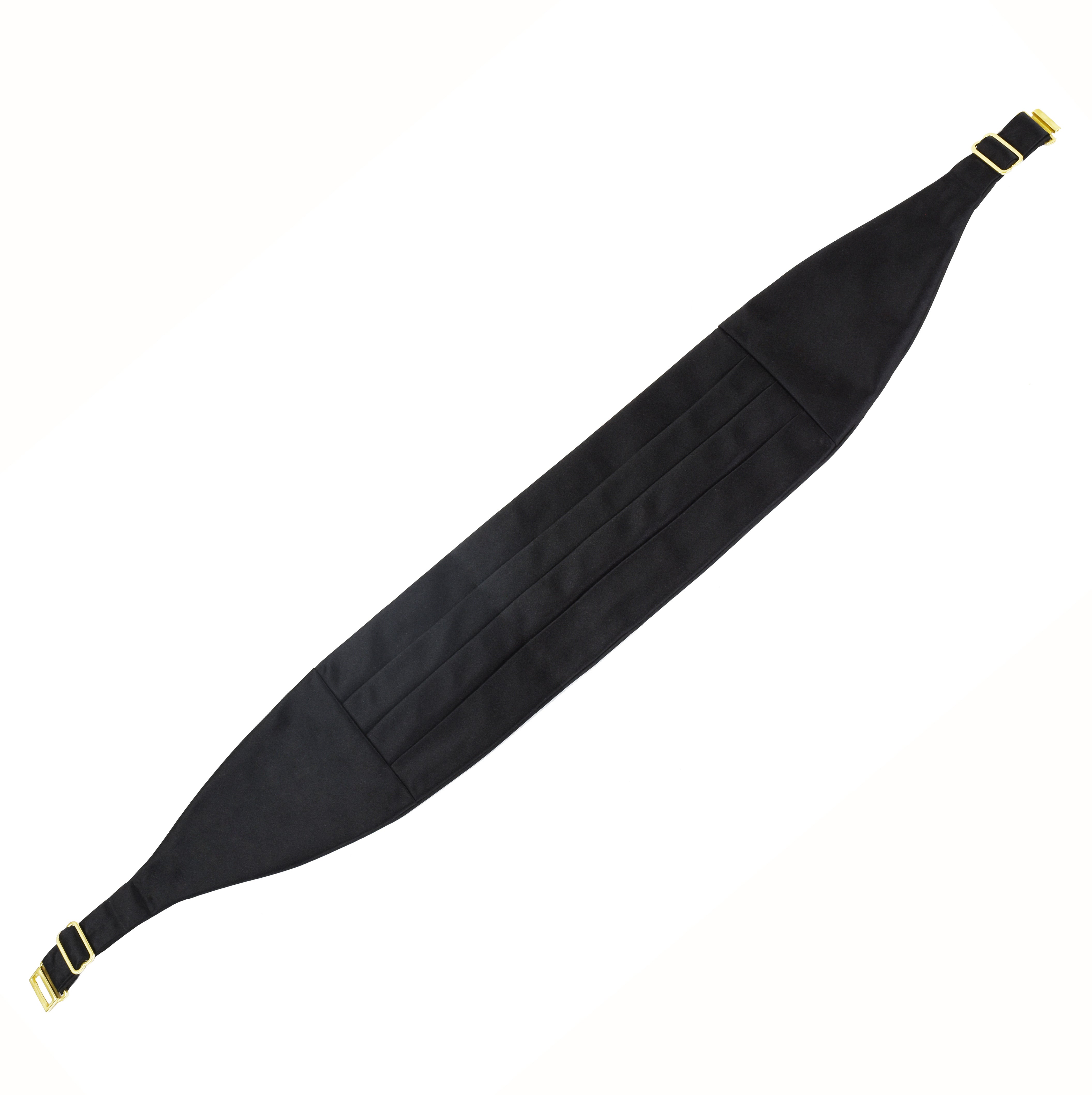 {[en]:Slim Cummerbund with Black Satin Solid Silk with clasp and sliders