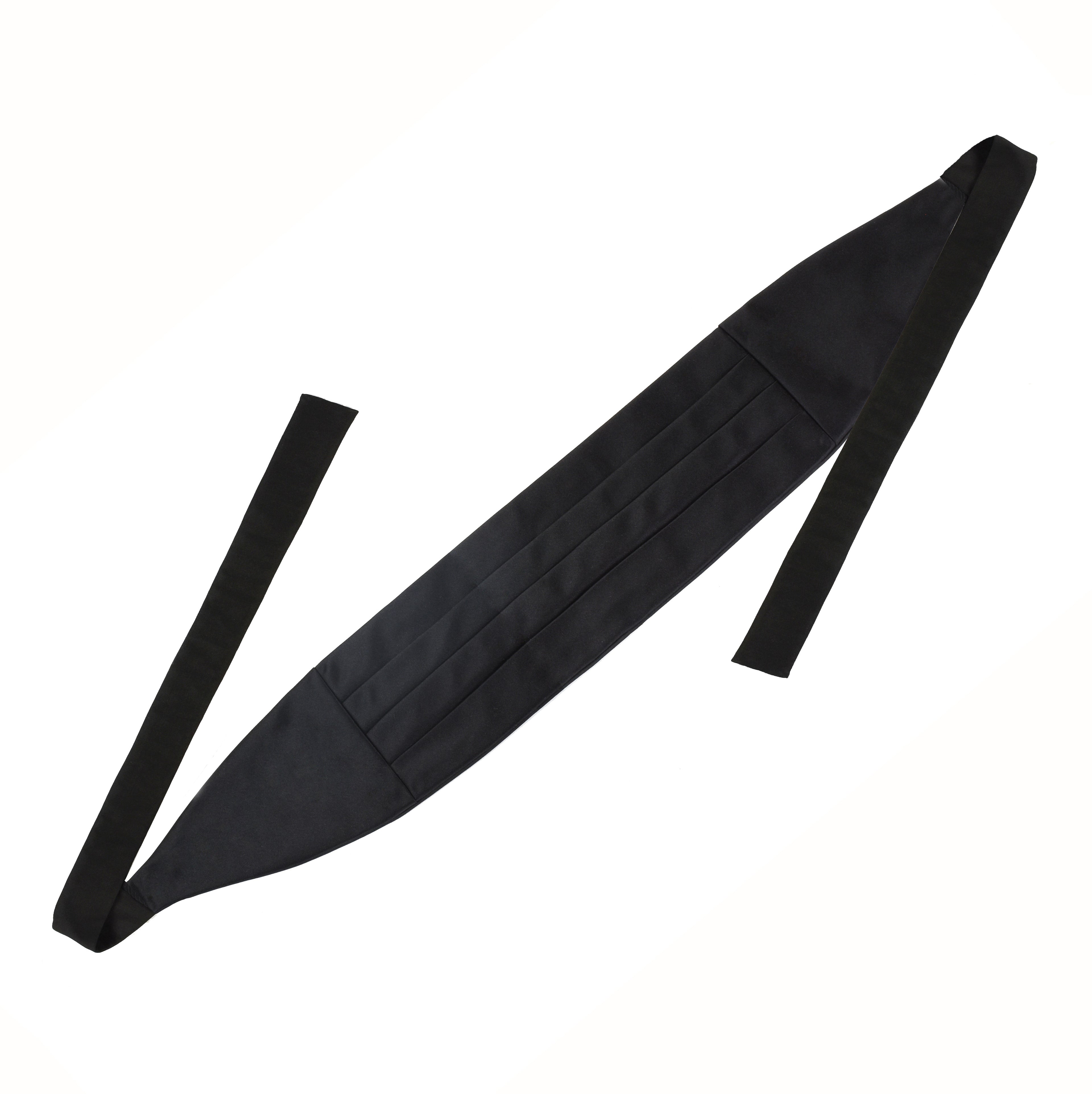 Slim Cummerbund with Black Satin Silk and Black Thai Silk ribbon