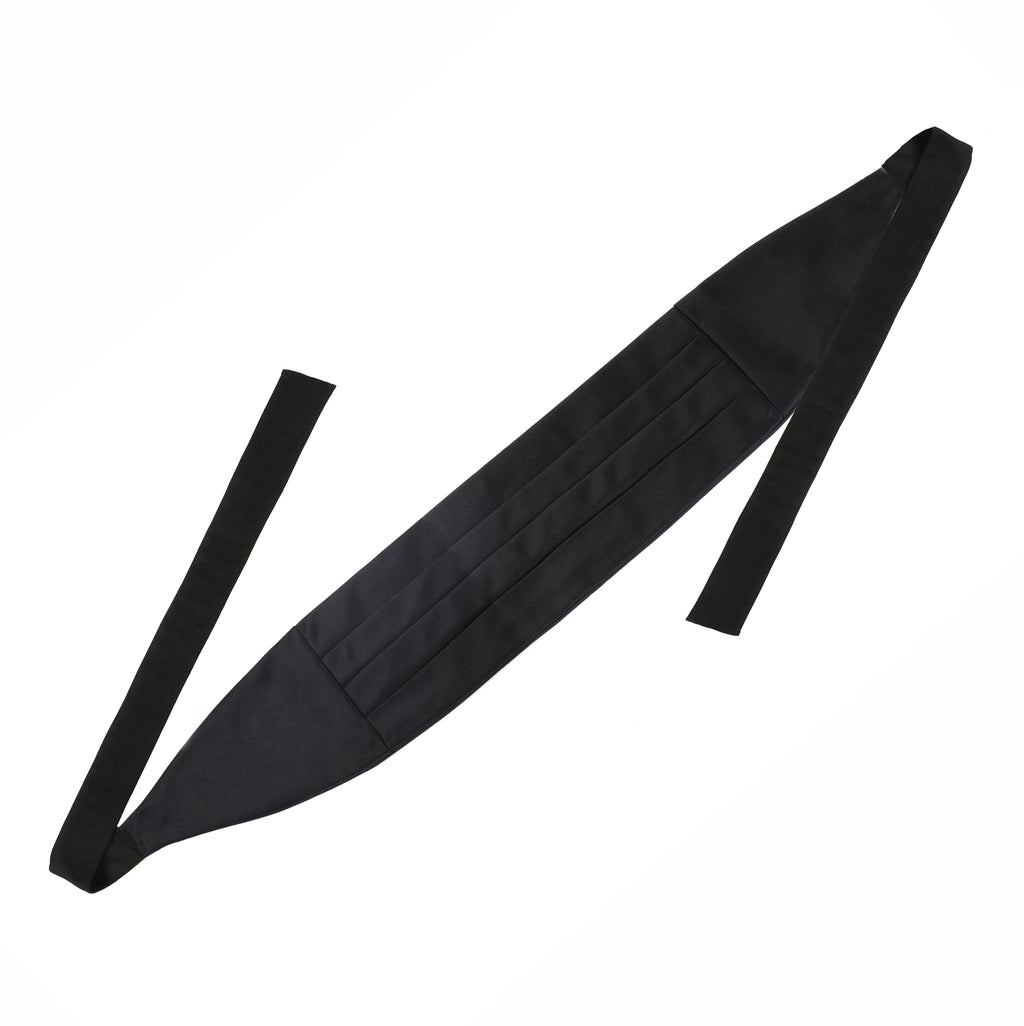 Slim Cummerbund with Black Satin Silk and Black Thai Silk ribbon