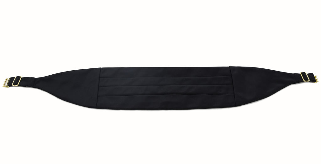 {[en]:Cummerbund with Black Satin Solid Silk with clasp and sliders