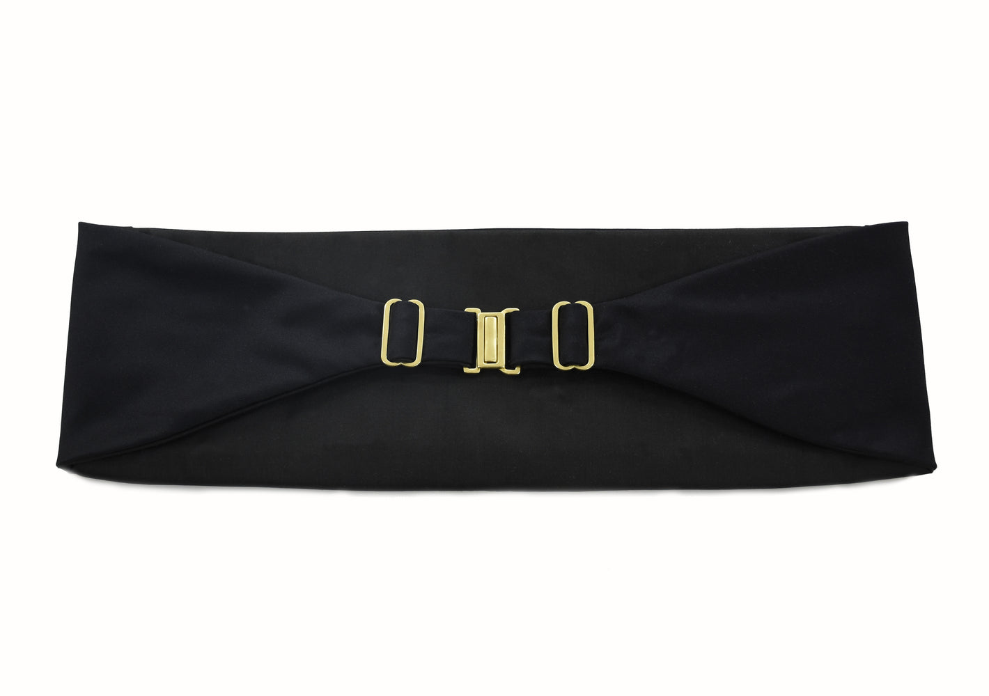 {[en]:Cummerbund with Black Satin Solid Silk with clasp and sliders