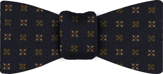 {[en]:Midnight Blue Pattern Challis Wool Bow Tie