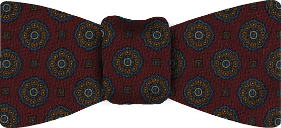 {[en]:Dark Red Pattern Challis Wool Bow Tie
