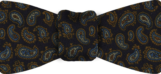 Burnt Orange, Brown, Sky Blue & Off-White on Midnight Blue Ground