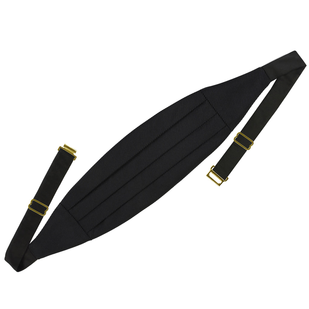 {[en]:Classic Cummerbund - Black Grosgrain Silk with clasp and sliders