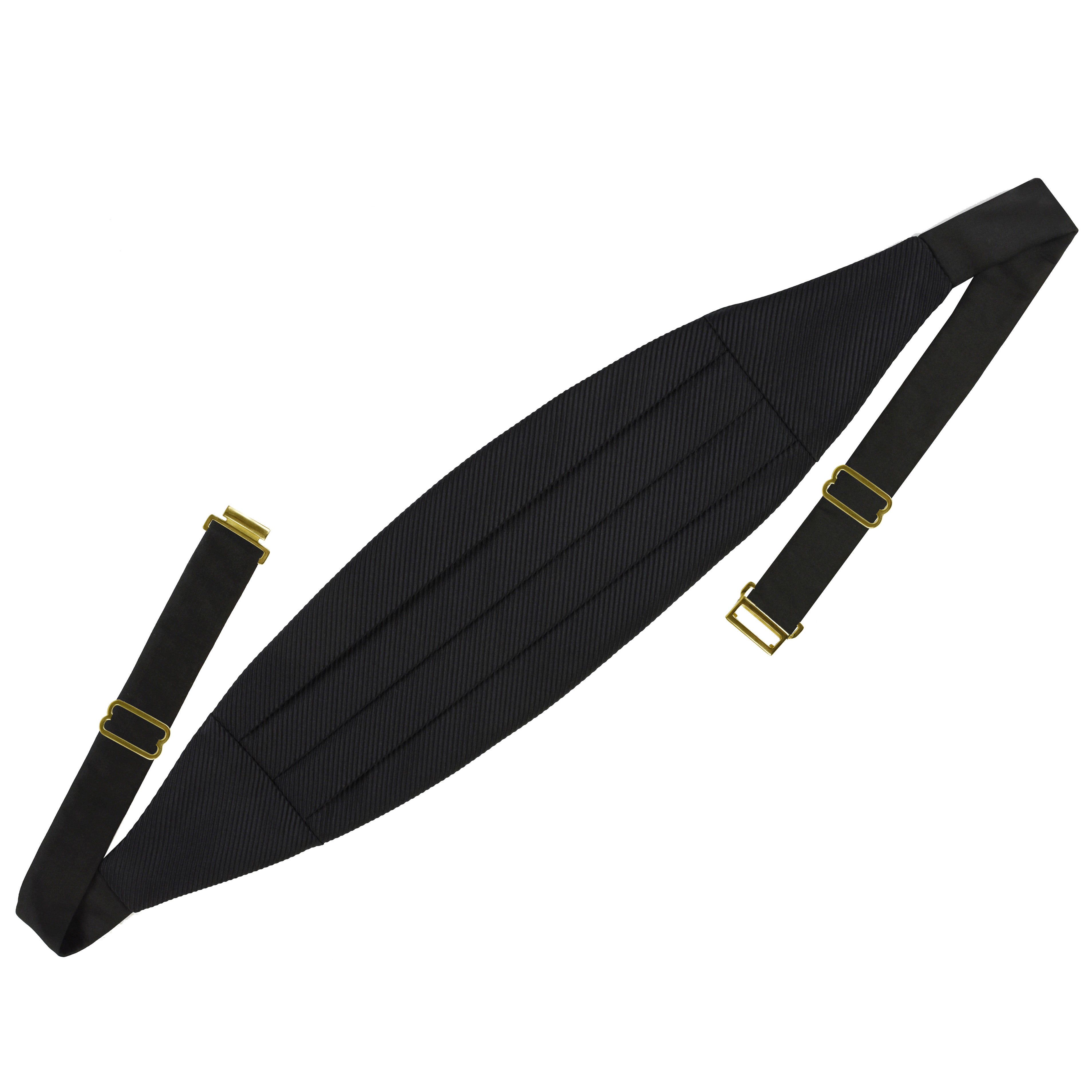 {[en]:Classic Cummerbund - Black Grosgrain Silk with clasp and sliders