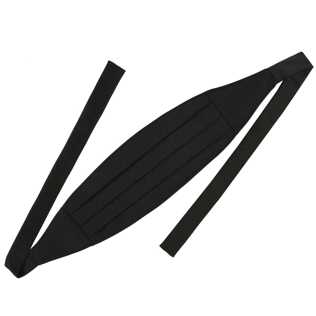 클래식 블랙 그로스그레인 실크와 블랙 타이 실크 리본 커머번드 GGRCB-8