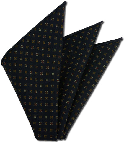 {[en]:Midnight Blue Pattern Challis Wool Pocket Square