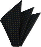{[en]:Midnight Blue Pattern Challis Wool Pocket Square